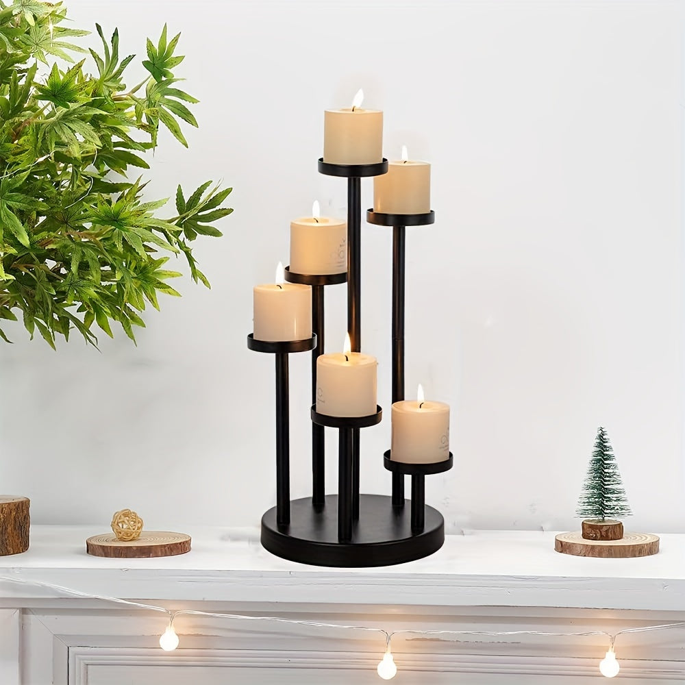 Elegante candelabro negro para decoración de mesa – soporte para 5 velas para bodas, fiestas, mesas de cena