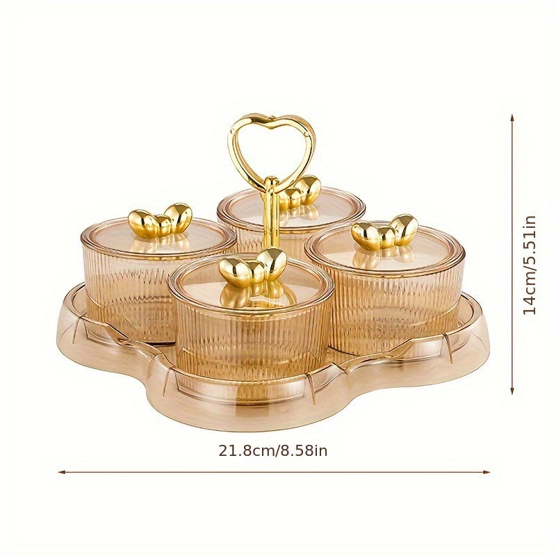 AcrylicServe Set - 4-piece Acrylic Nut & Candy Bowl Set with Lid