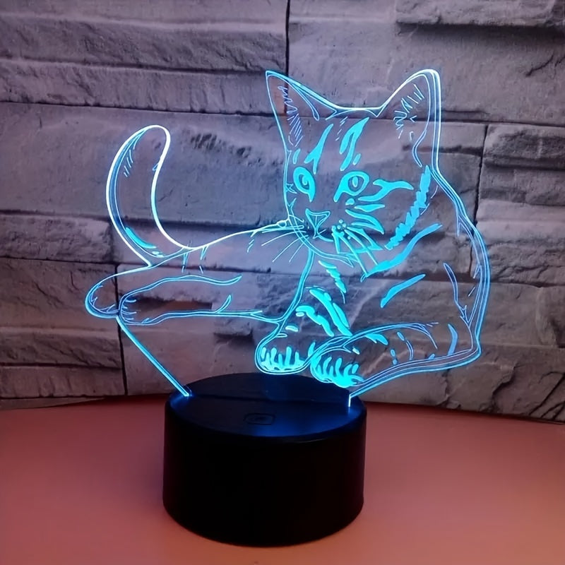 CatGlow - 3D Cat Night Light with 7 Colors Touch Control