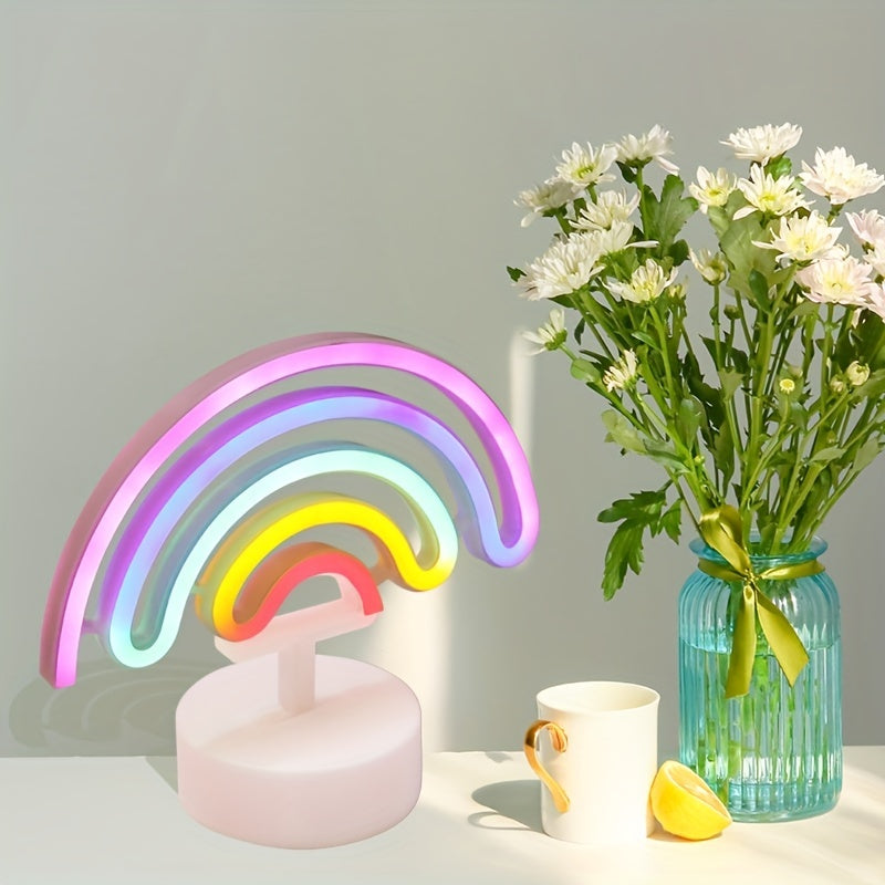 RainbowGlow - Cute Rainbow Neon Light with Lamp Base