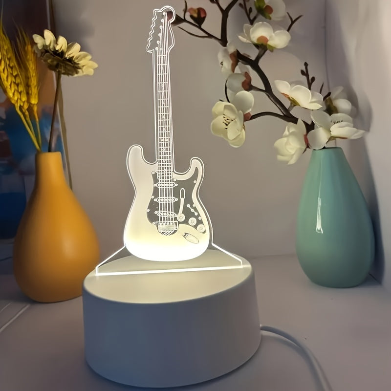 MusicGlow - 3D Guitar LED Night Light with Multicolored Ambient Lighting