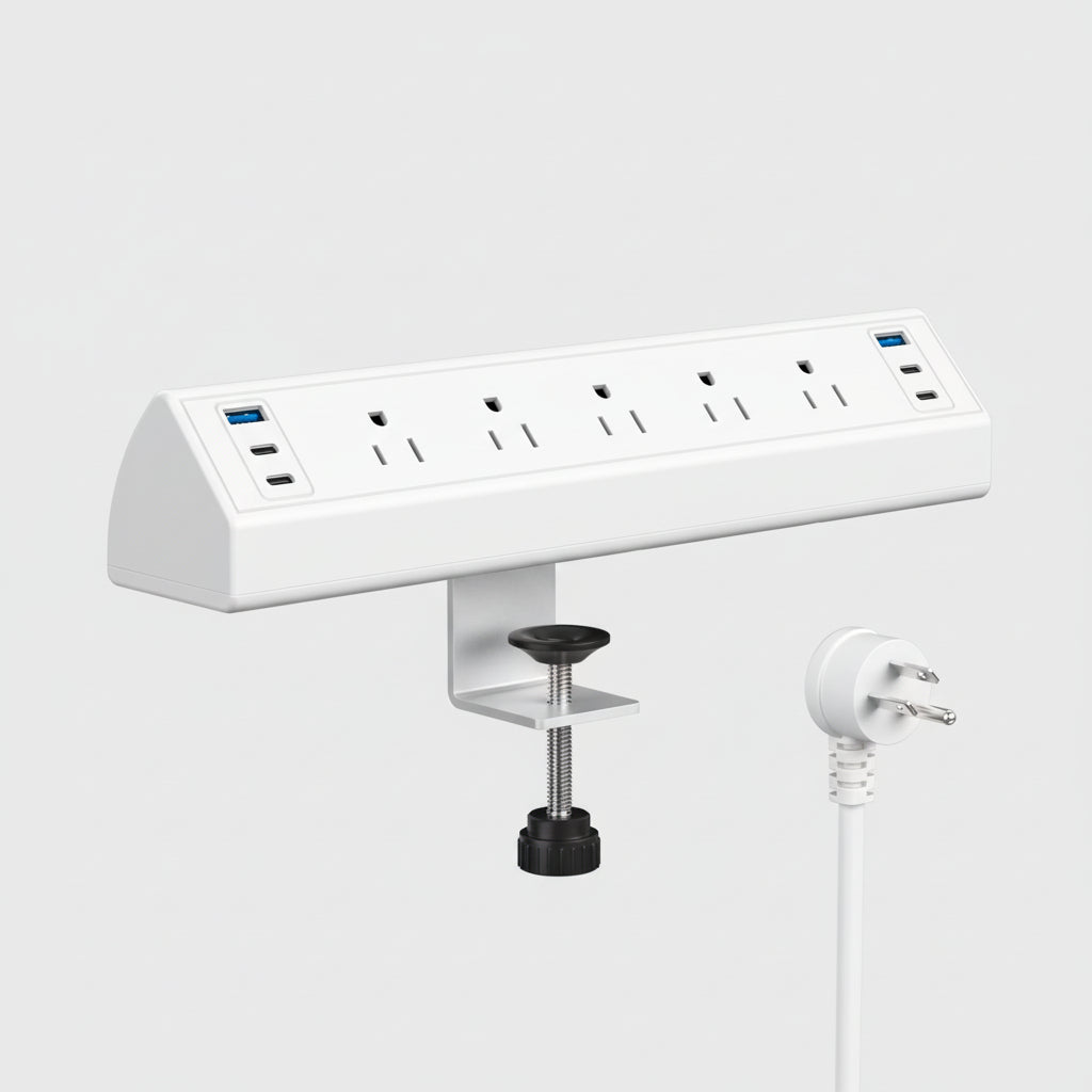 Desk Clamp Power Strip USB-C USB-A Ports Fast Charging