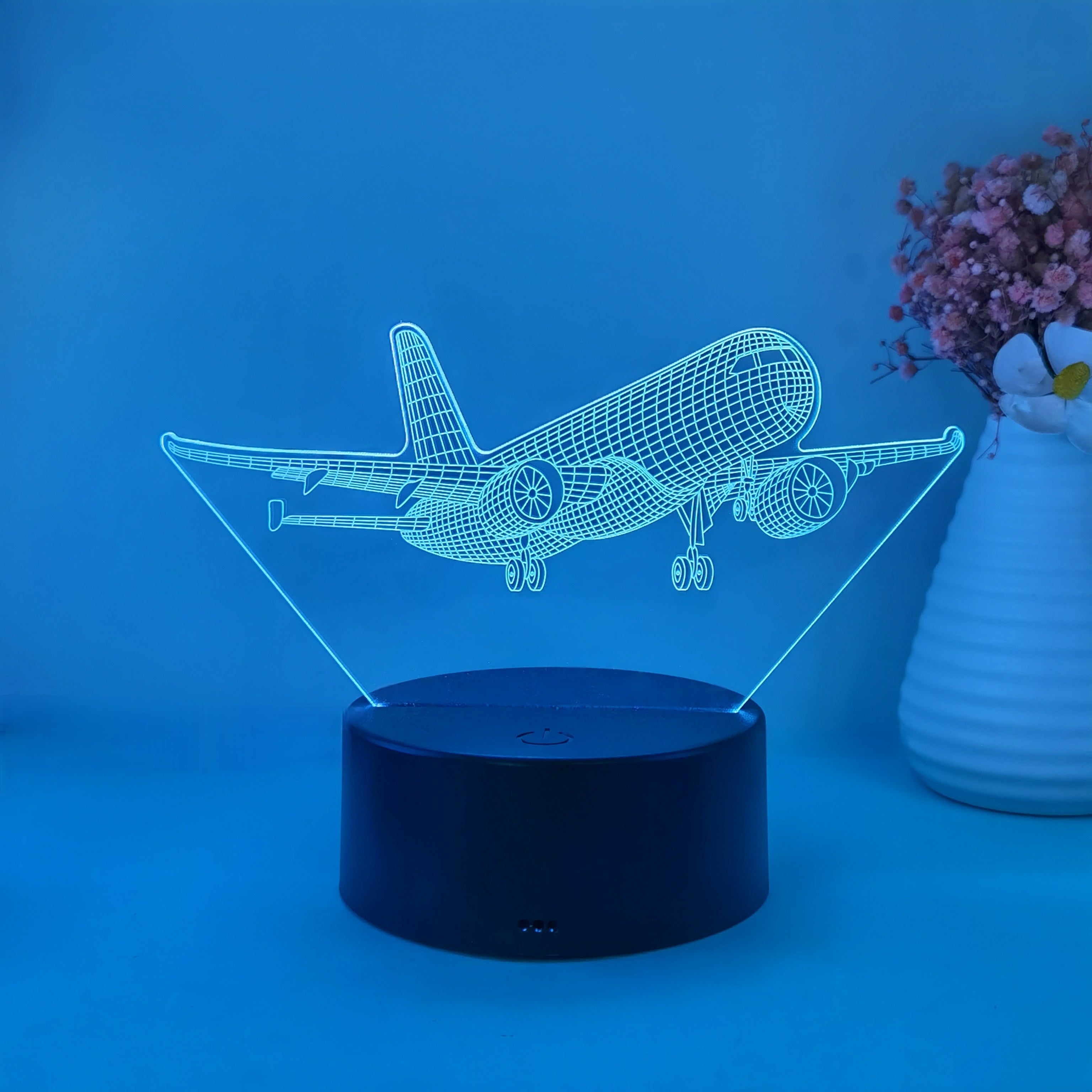 SkyGlow - Lampada Notturna Acrilica 3D Aereo con USB, Lampada da Tavolo LED