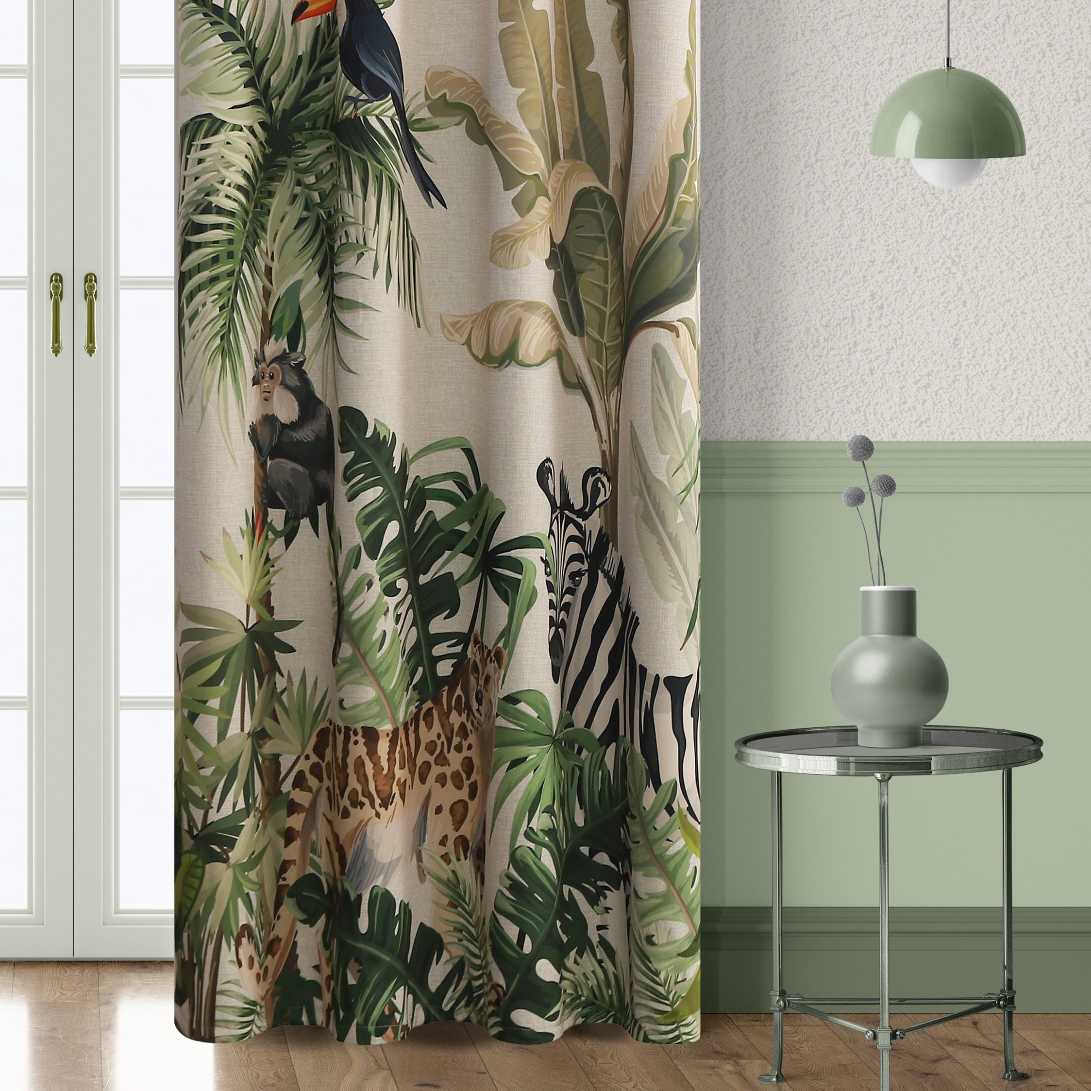 Cortinados Opacos Floresta Tropical - 2 Peças Estampadas para Quartos, Salas de Estar e Escritórios