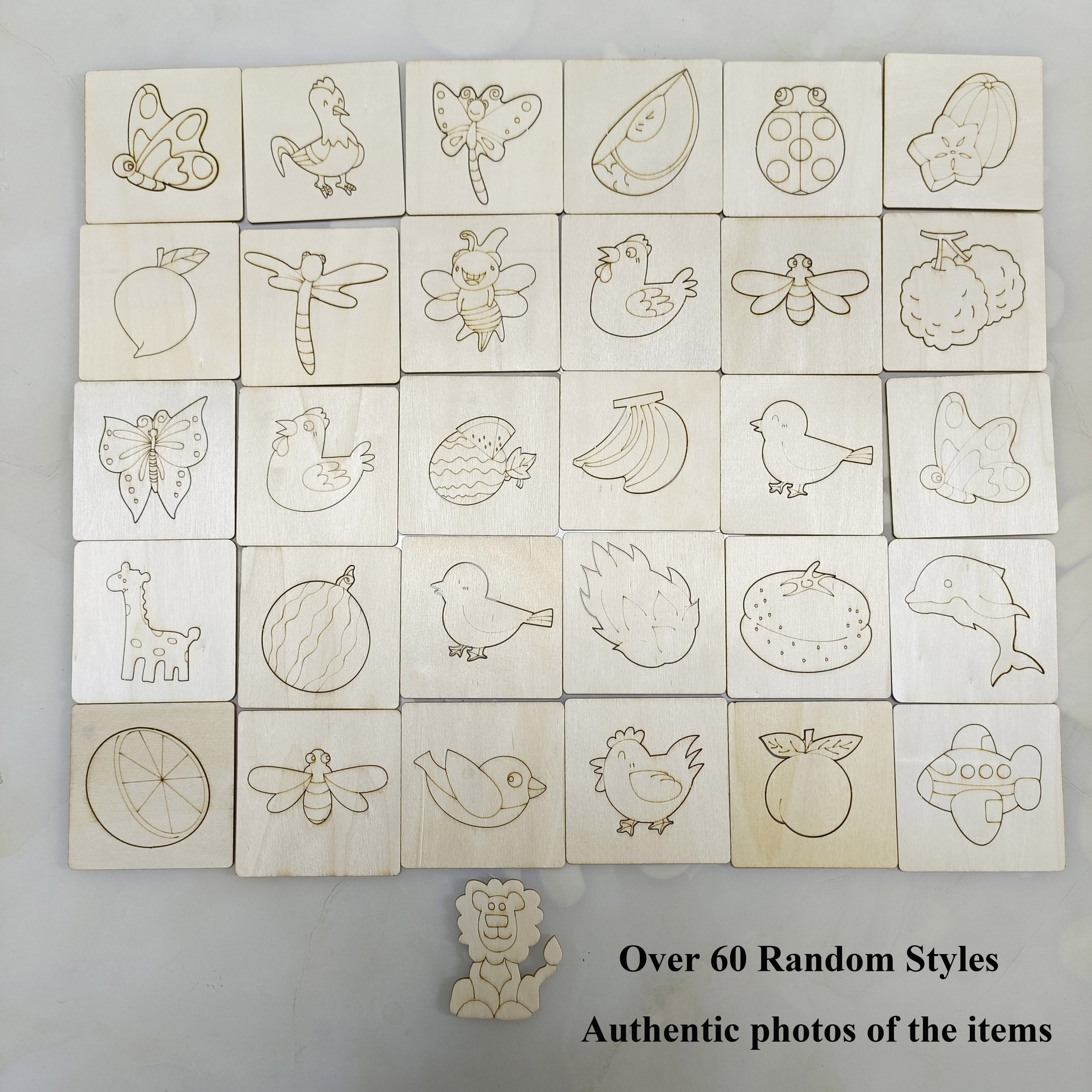 20-piece Montessori Drawing Toy Set - Wooden DIY Painting Stencils Educational Learning Toy