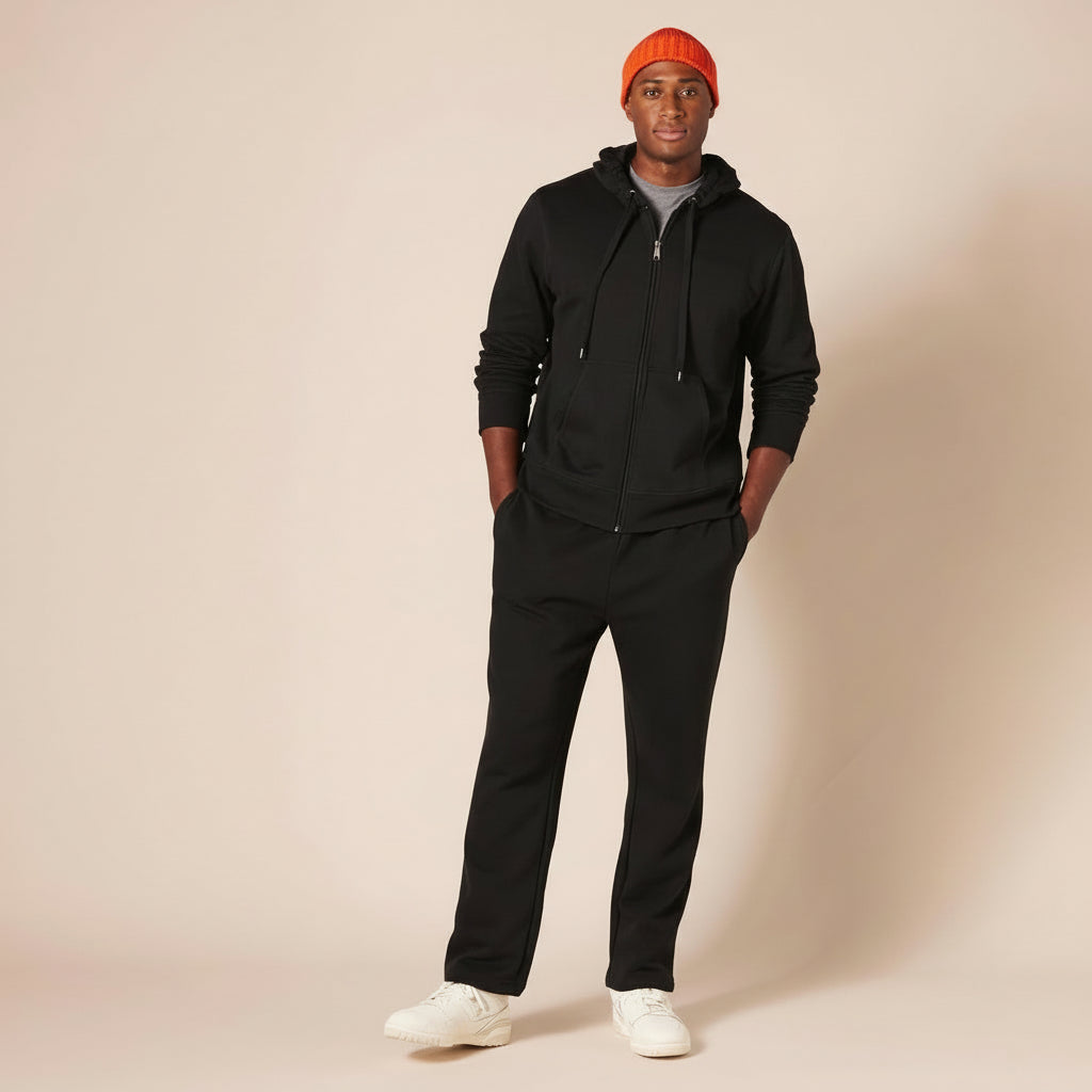 Felpa Cappuccio Uomo Zip Fodera Pile Comfort Calore