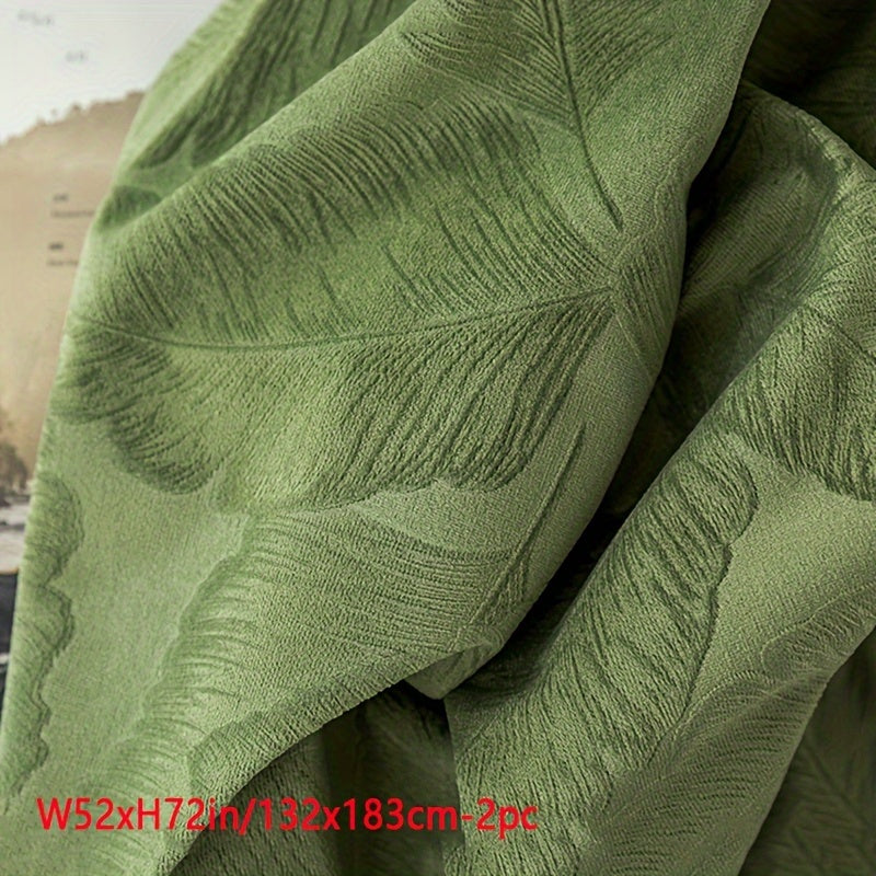 Aifish Glam Style Jacquard Velvet Curtains - 2-pack 90% Blackout and Heat Insulating