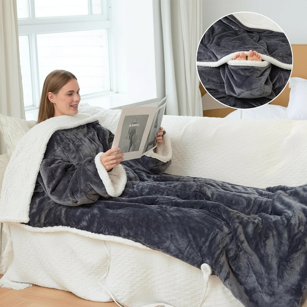 Electric Blanket Wearable Sherpa Fleece Throw for Adults Warmth - Image 4