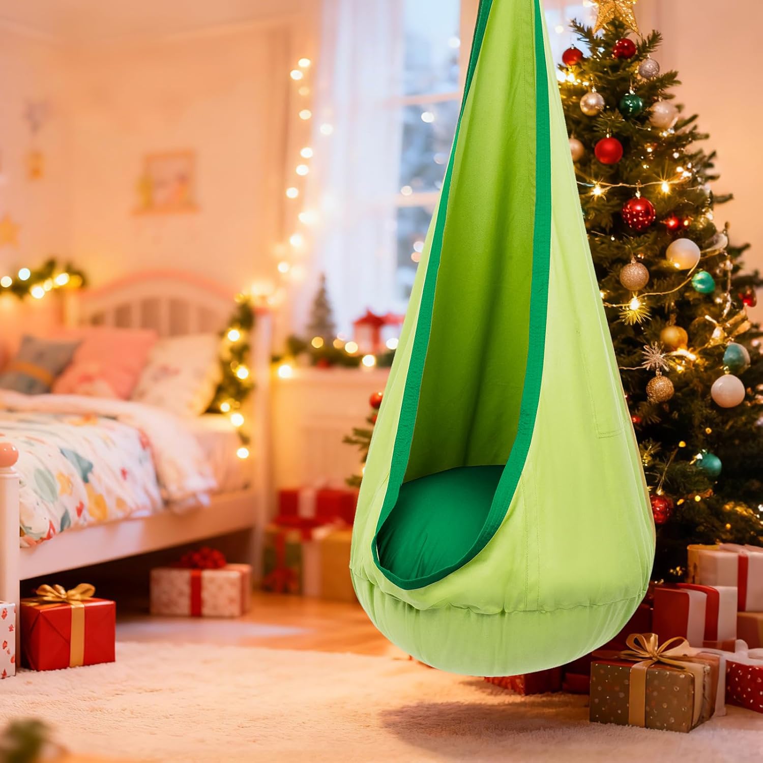 Cadeira Suspensa Sensorial para Crianças Interior Pufe Baloiço