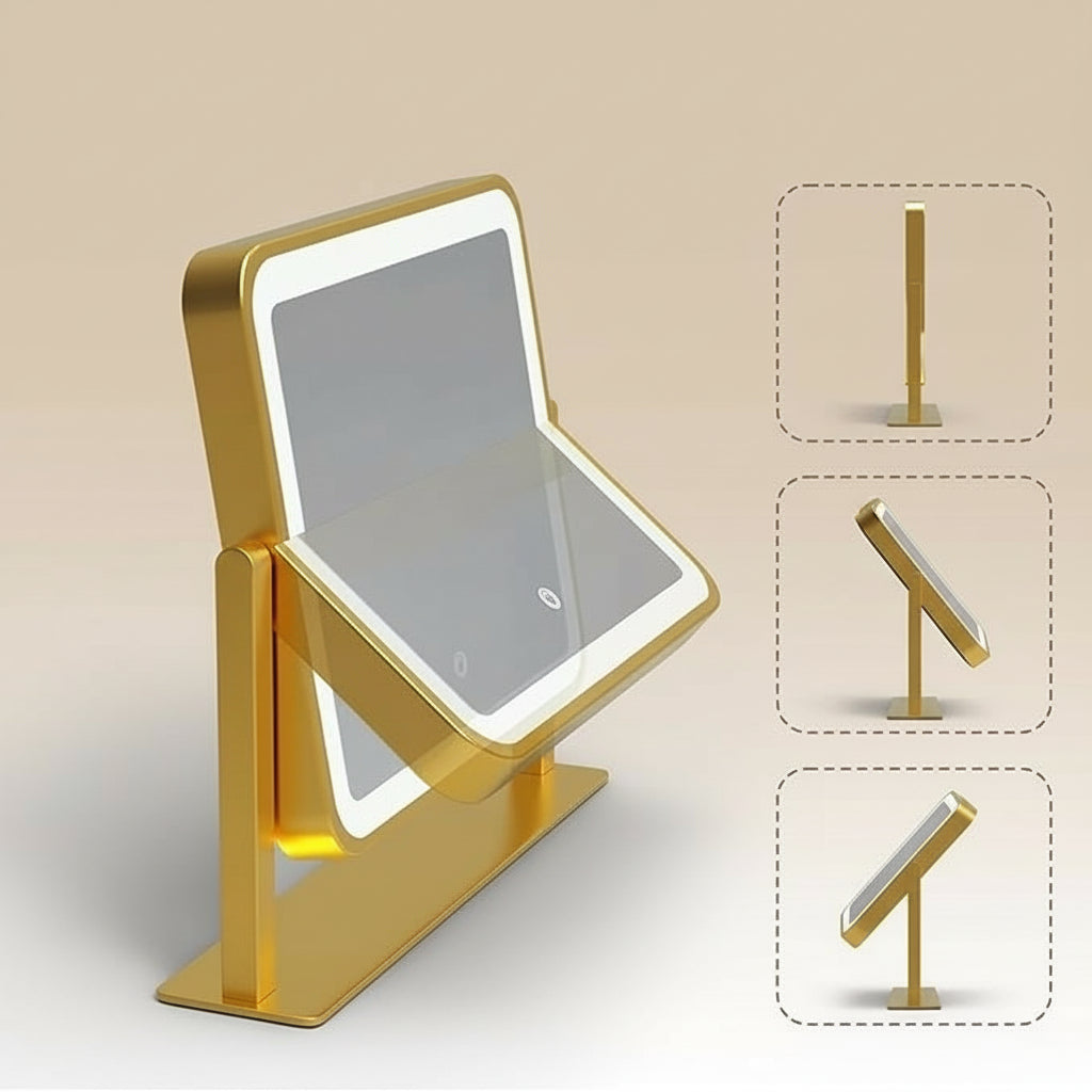 Mirror Makeup Mirror with LED Lighting Aluminum Table Model