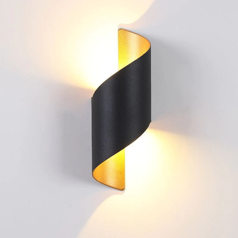 Lámpara de pared LED moderna Orr, espiral, interior, blanco/negro, metal