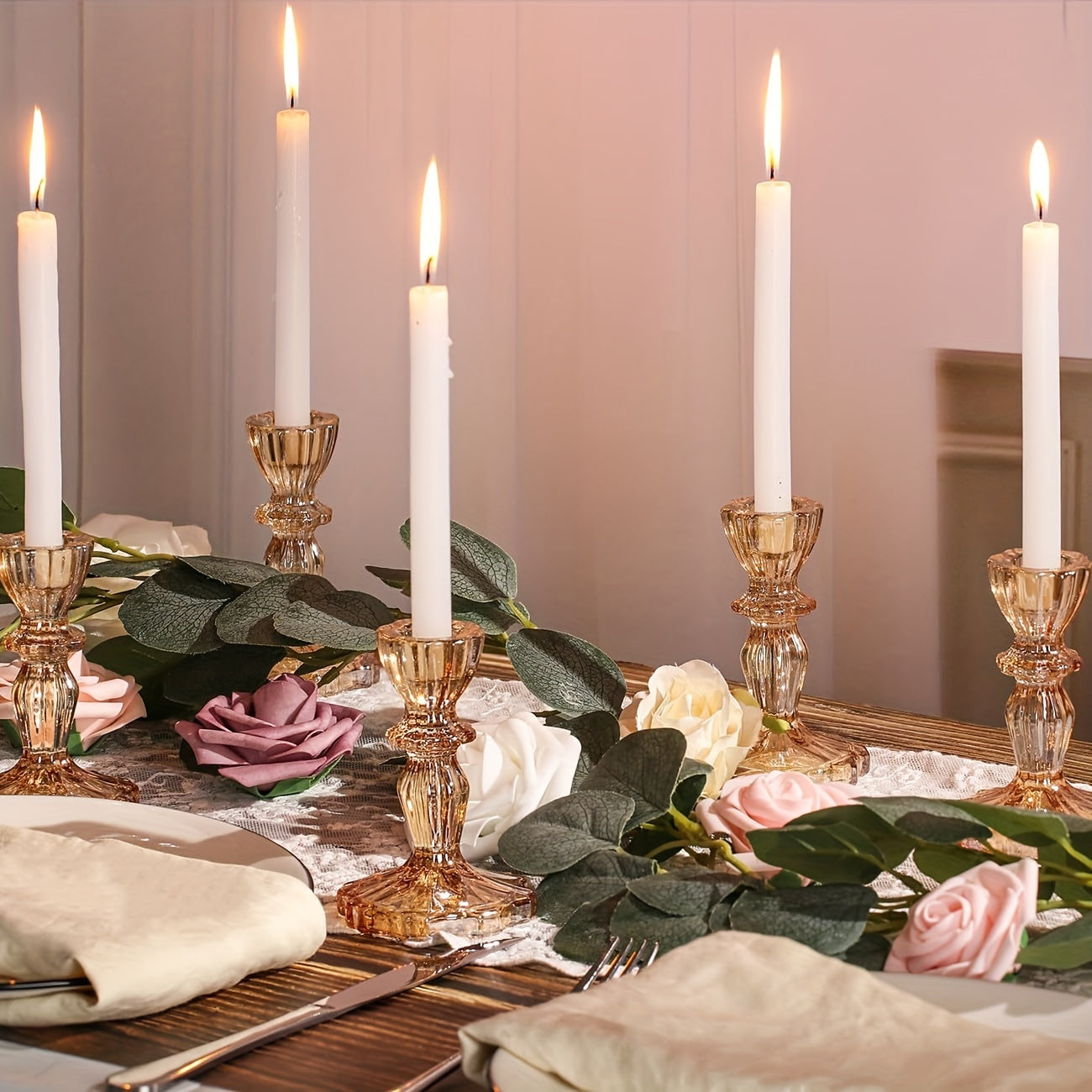 Set di Portacandele in Vetro - Grande, Adatto per Decorazioni per Feste