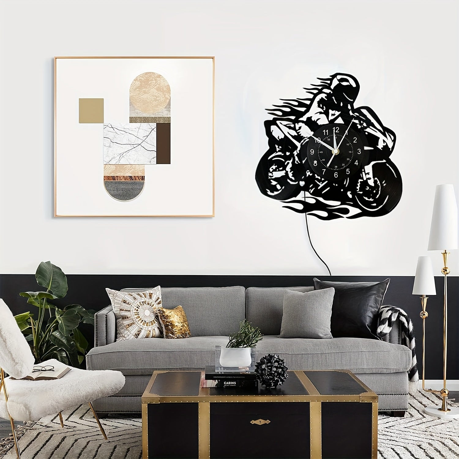 Vinyl Record Wandklok - Motor Thema, Stil, Voor Woonkamer en Kantoor Decoratie