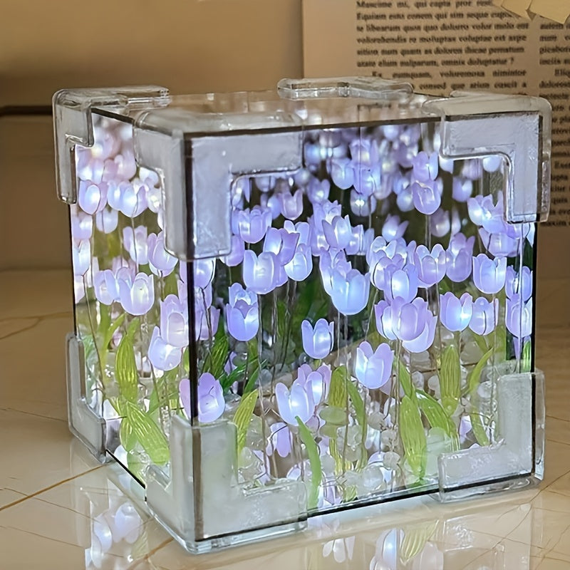TulipGlow - Handmade Tulip LED Night Lamp and Mirror