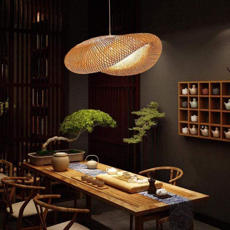 Candeeiro suspenso ZenBamboo LED Esferas de Bambu para Quarto