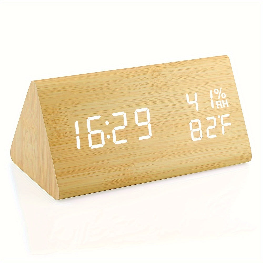 NatureClock - Reloj despertador de madera con visualización de temperatura y humedad
