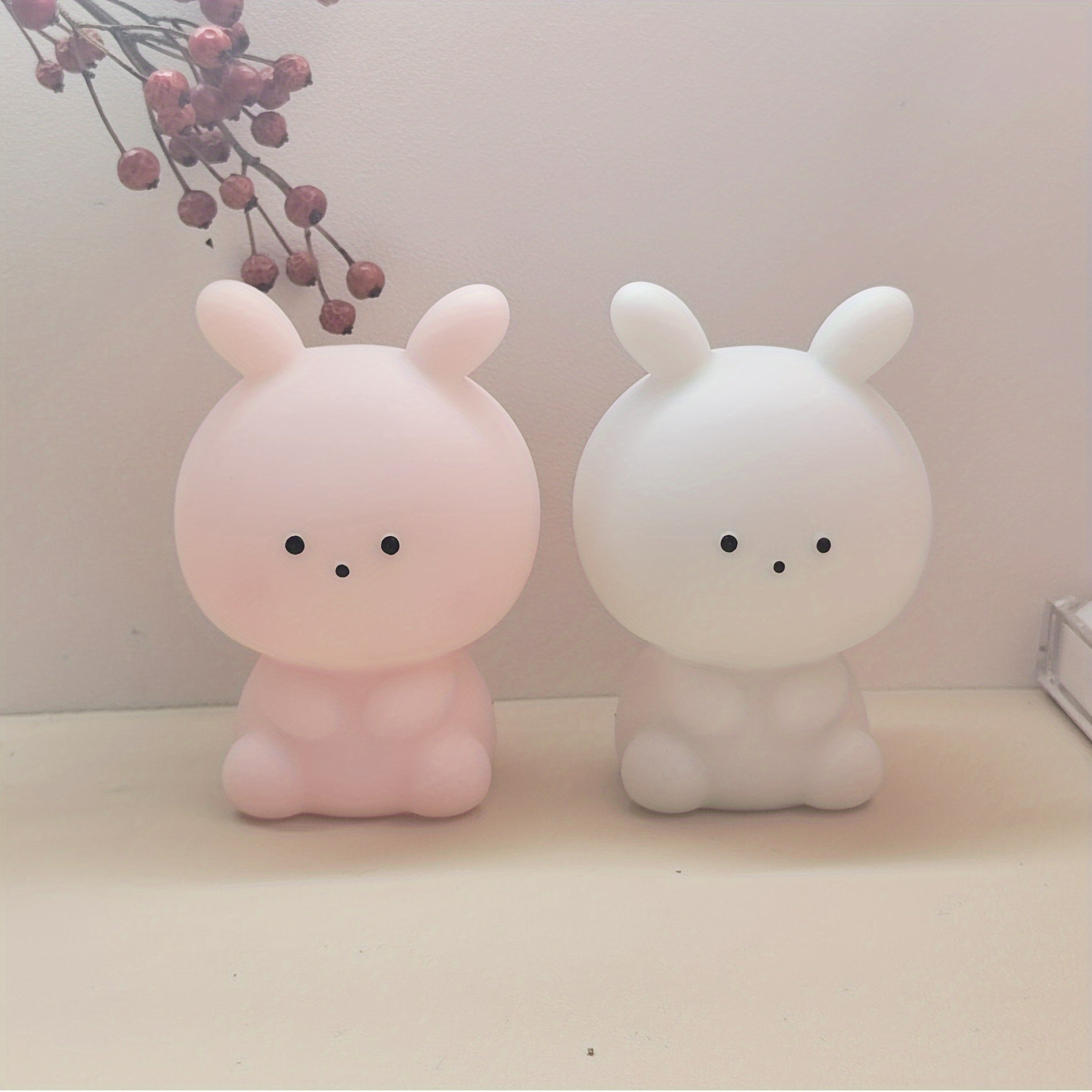 BunnyBright - Large-headed Rabbit LED Table Lamp with Battery Power and Anime Design