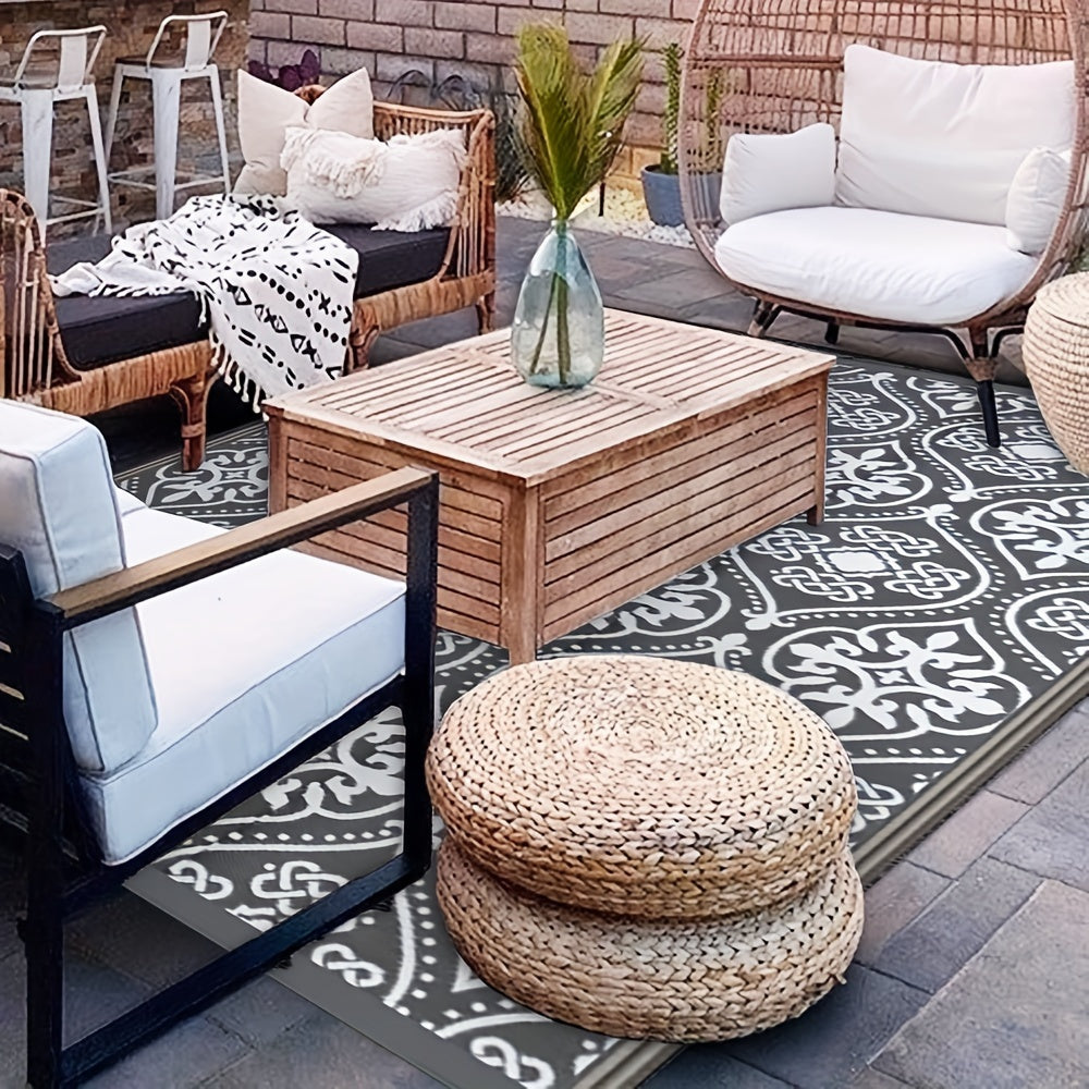 Tapete Exterior de Luxo Antiderrapante e Impermeável - 274x548cm - Tapete Reversível para Pátio, Acampamento, Praia, Plataforma, Jardim, Piquenique