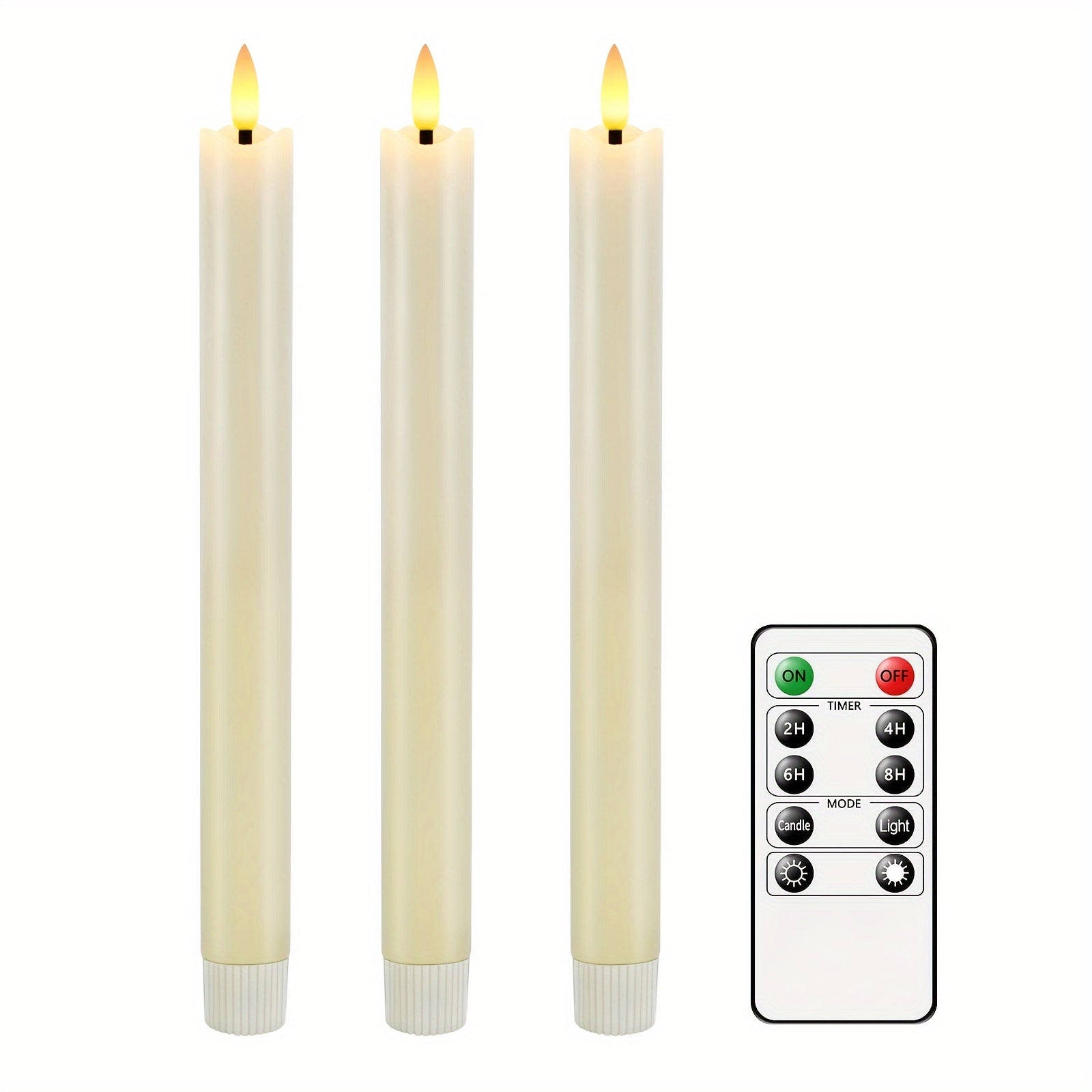 6x Candele a Cera Senza Fiamma a Forma di Cono - Con Telecomando, Candele LED Color Avorio per Decorazioni da Tavolo e Matrimonio