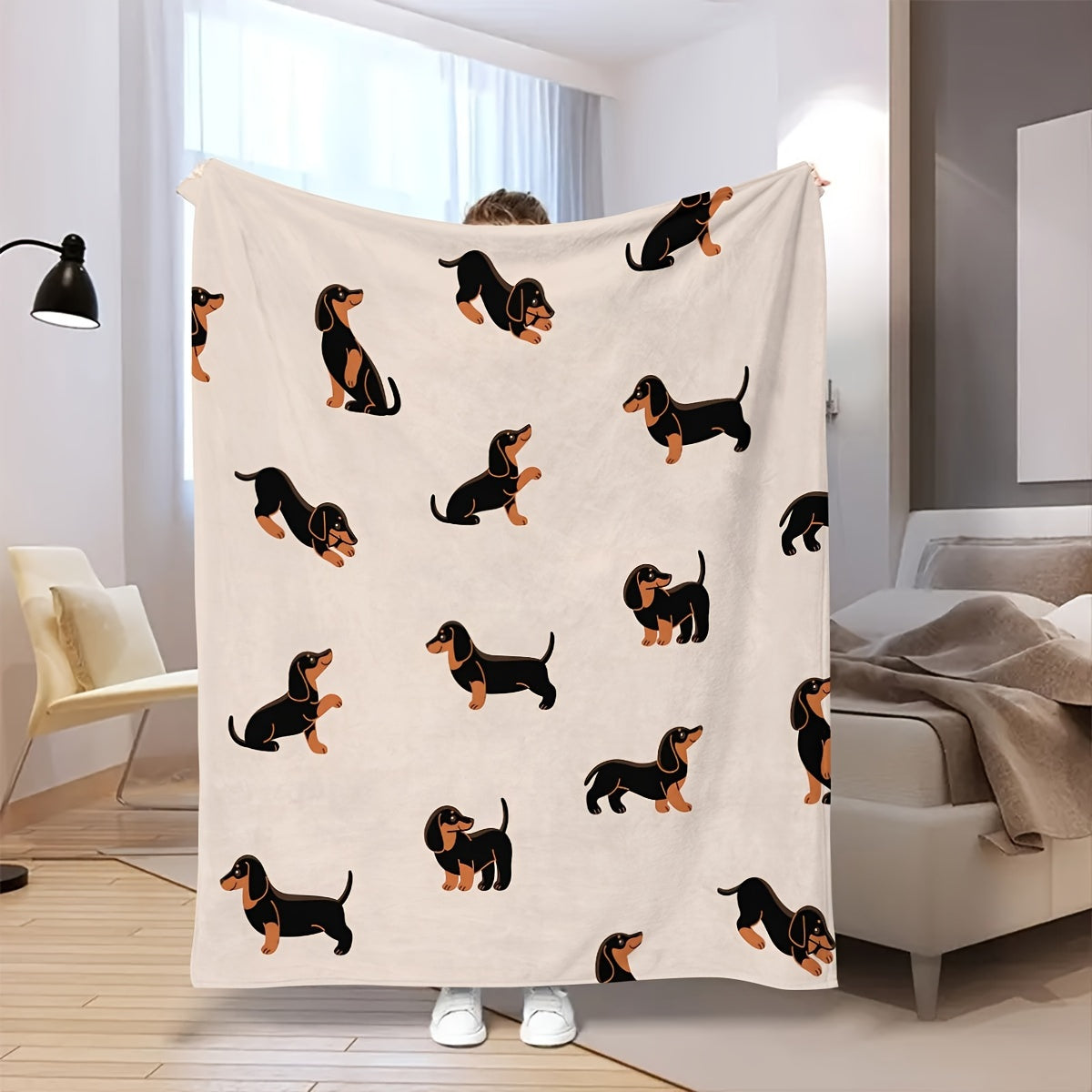 Manta de franela de perro salchicha – Manta suave, ligera y acogedora para amantes de los perros para dormitorio, sofá o sala de estar