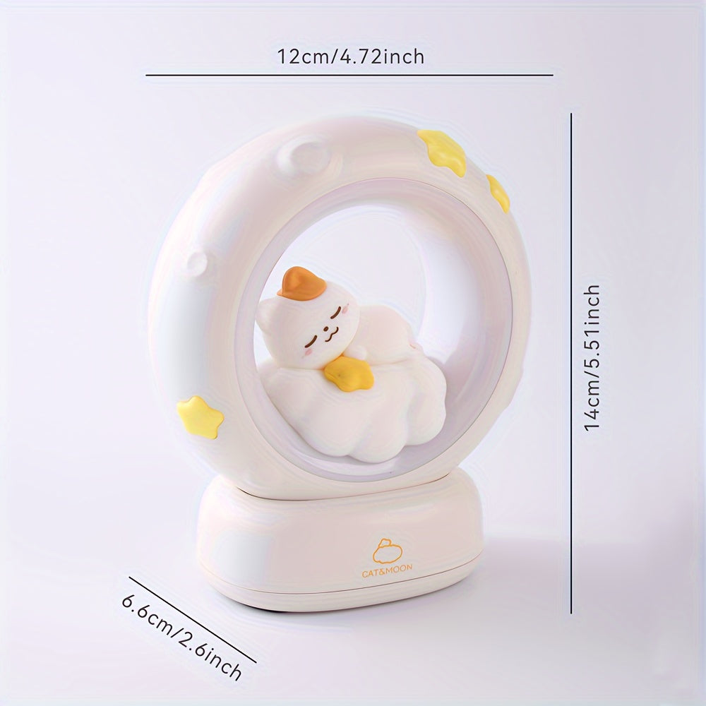 SleepyCat - Cute Cat Night Lamp with USB Rechargeable Battery and Dimmable Light