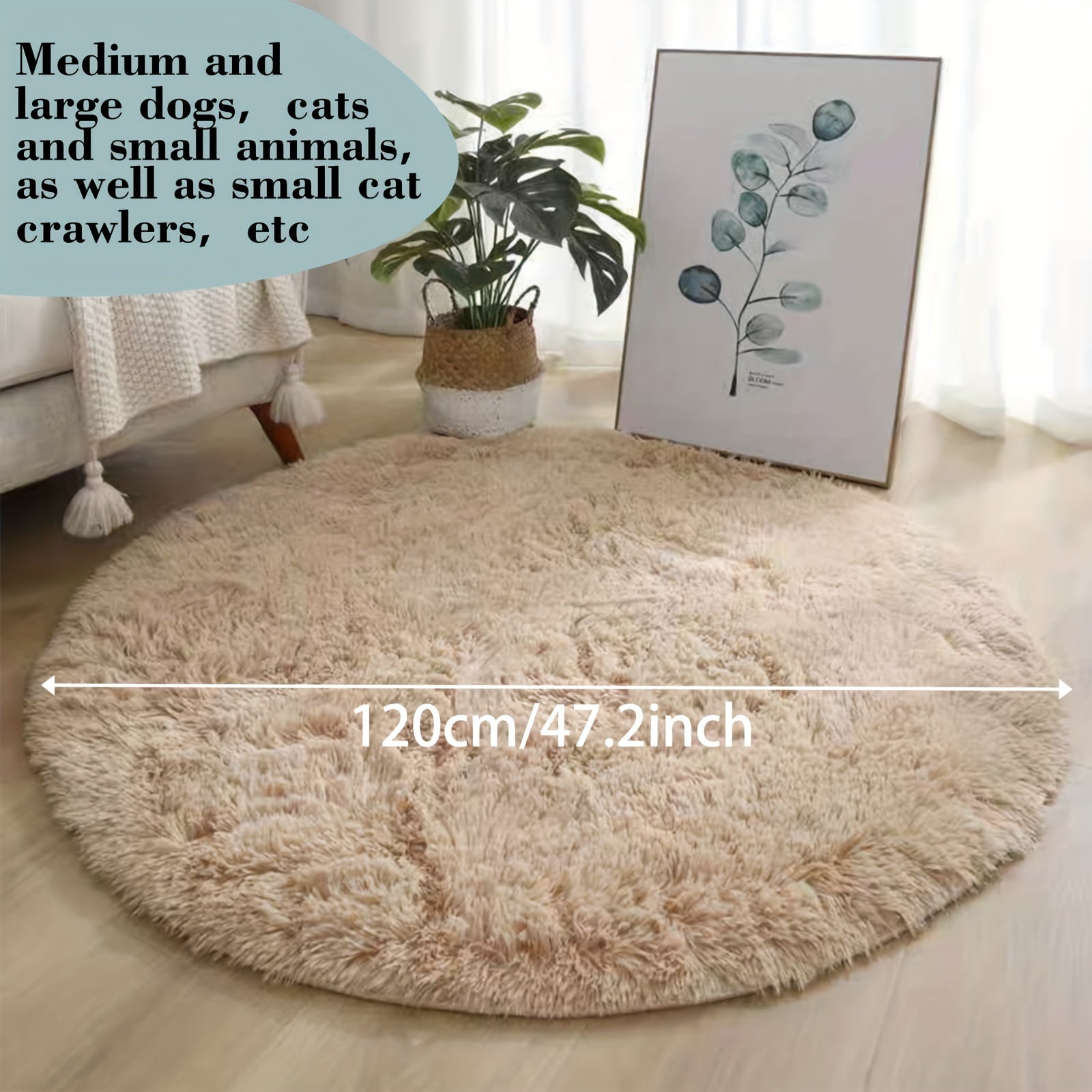 Ultramacio Tapete de Peluche para Animais de Estimação – Tapete Redondo Antiderrapante e Fofo, Impermeável e Confortável para Sala de Estar e Quarto