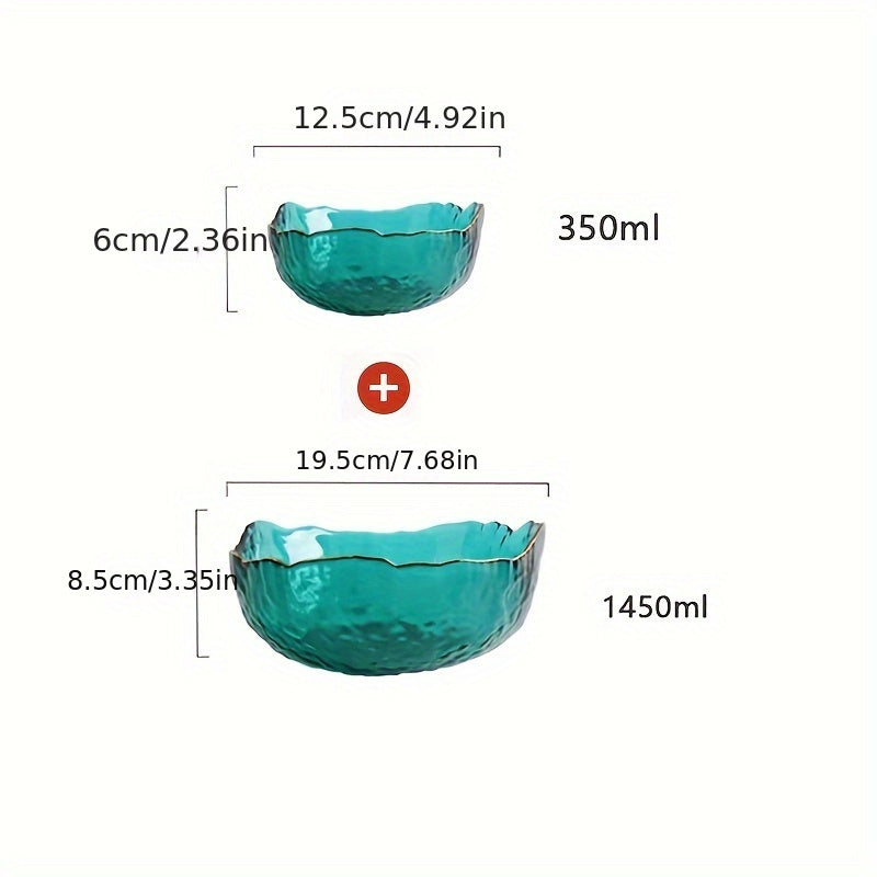GlasLuxe - Gold-Rimmed Glass Bowl Salad Bowl Set