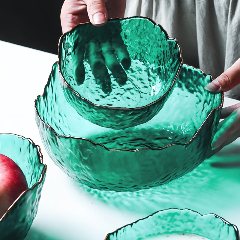 GlasLuxe - Gold-Rimmed Glass Bowl Salad Bowl Set