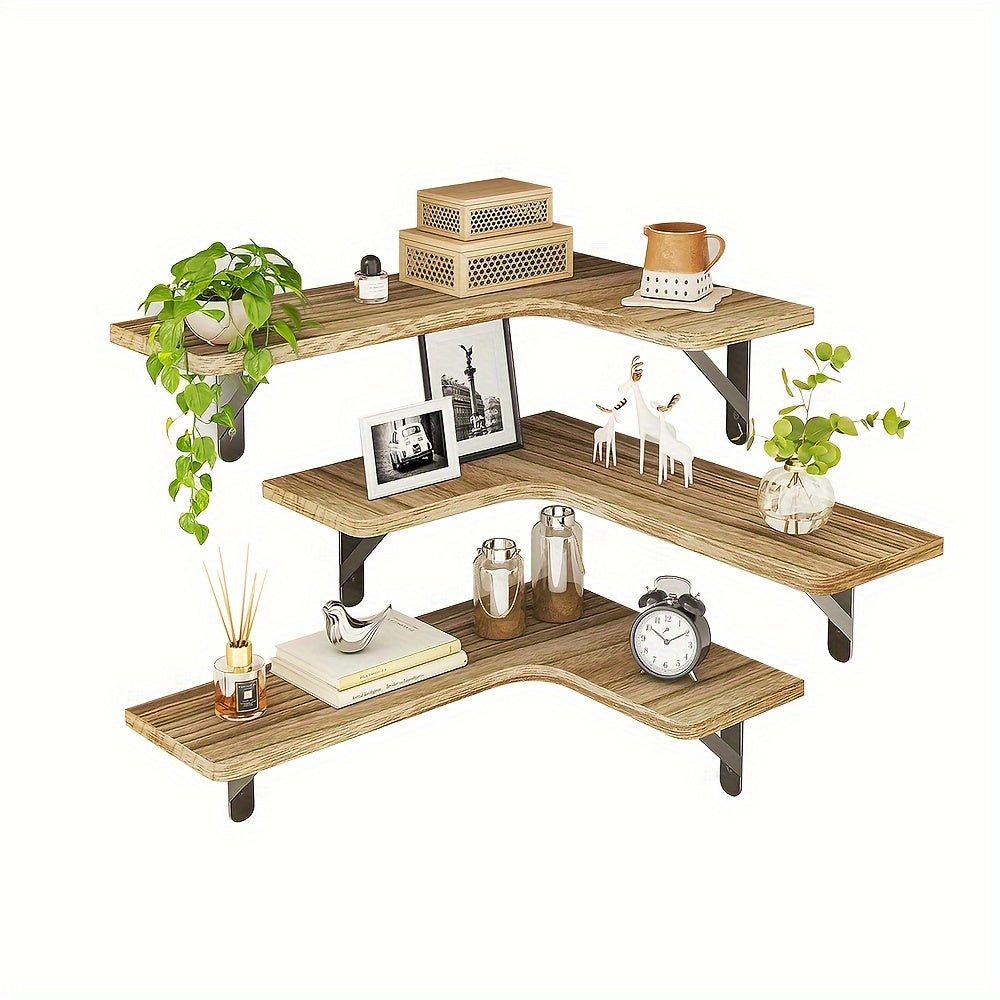CornerShelf - Floating Corner Shelf Set of 3/5 - Wooden Storage for Rooms