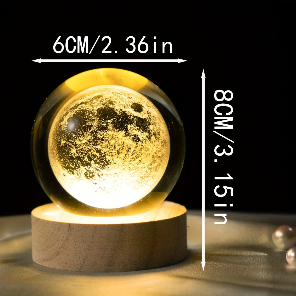 MoonCrystal - Moon Crystal Ball Lamp with Wooden Base