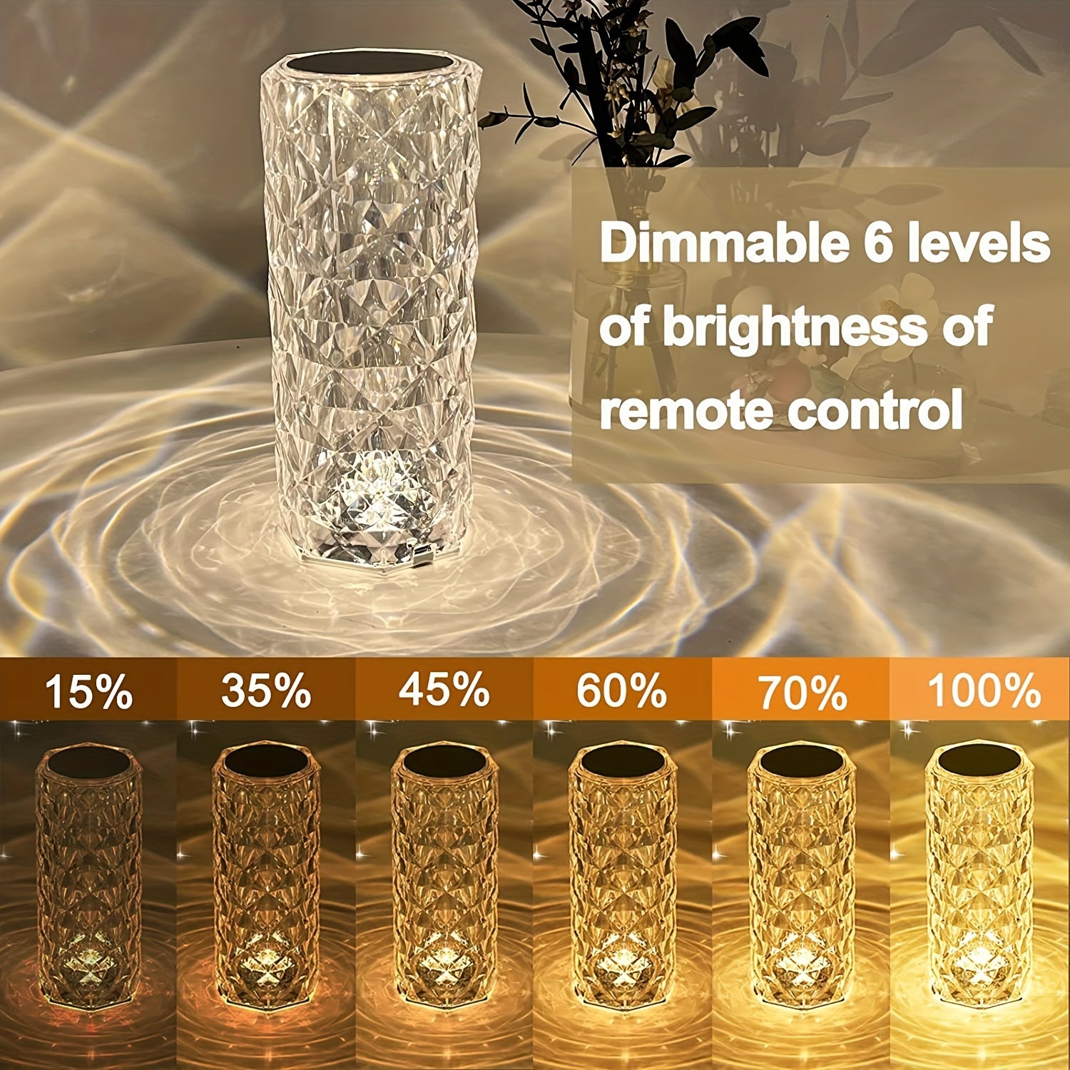 CrystalGlow - LED Crystal Table Lamp with Touch Control