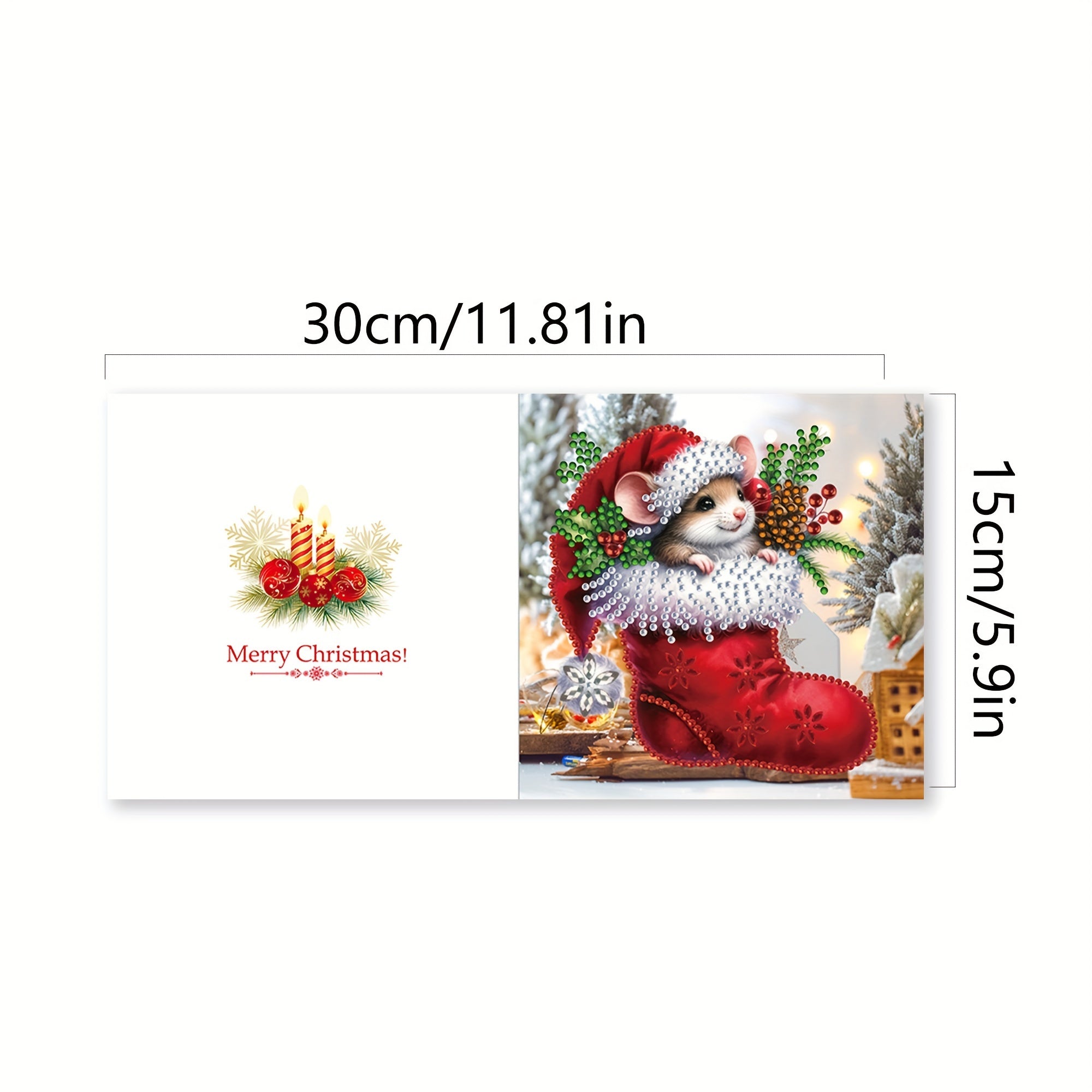 6 Pieces Diamond Painting Greeting Cards Set - Christmas Puppy, Mouse & Kitten Designs