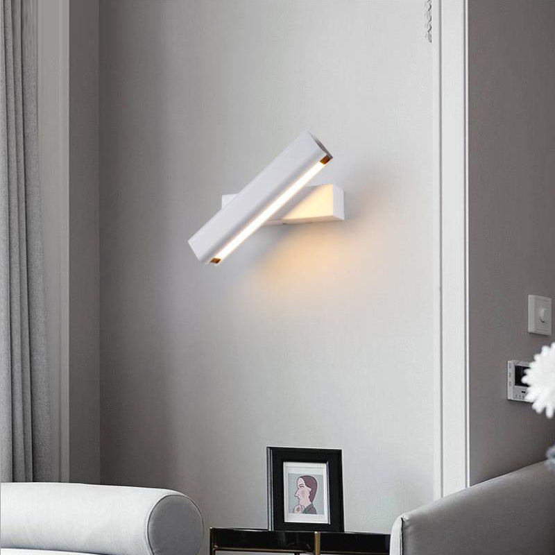 Aqsa Lâmpada de Parede LED Moderna Interior Giratória Retangular Metal/Madeira Sala de Estar