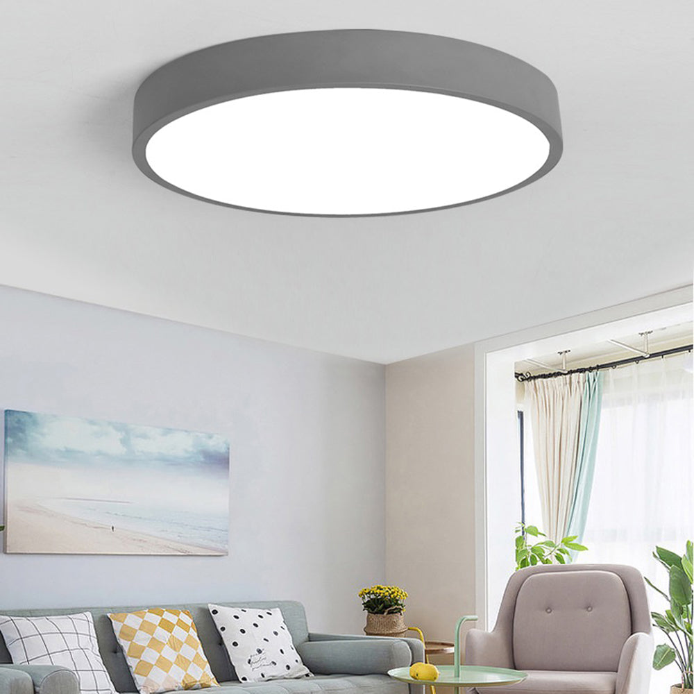 Candeeiro de Teto Redondo LED Elysia Moderne Rosa Cinzento Metal Sala de Estar
