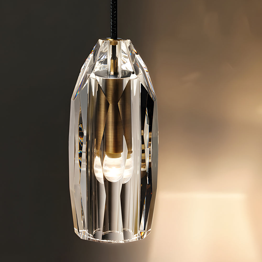 Lampada a sospensione geometrica con accenti in cristallo