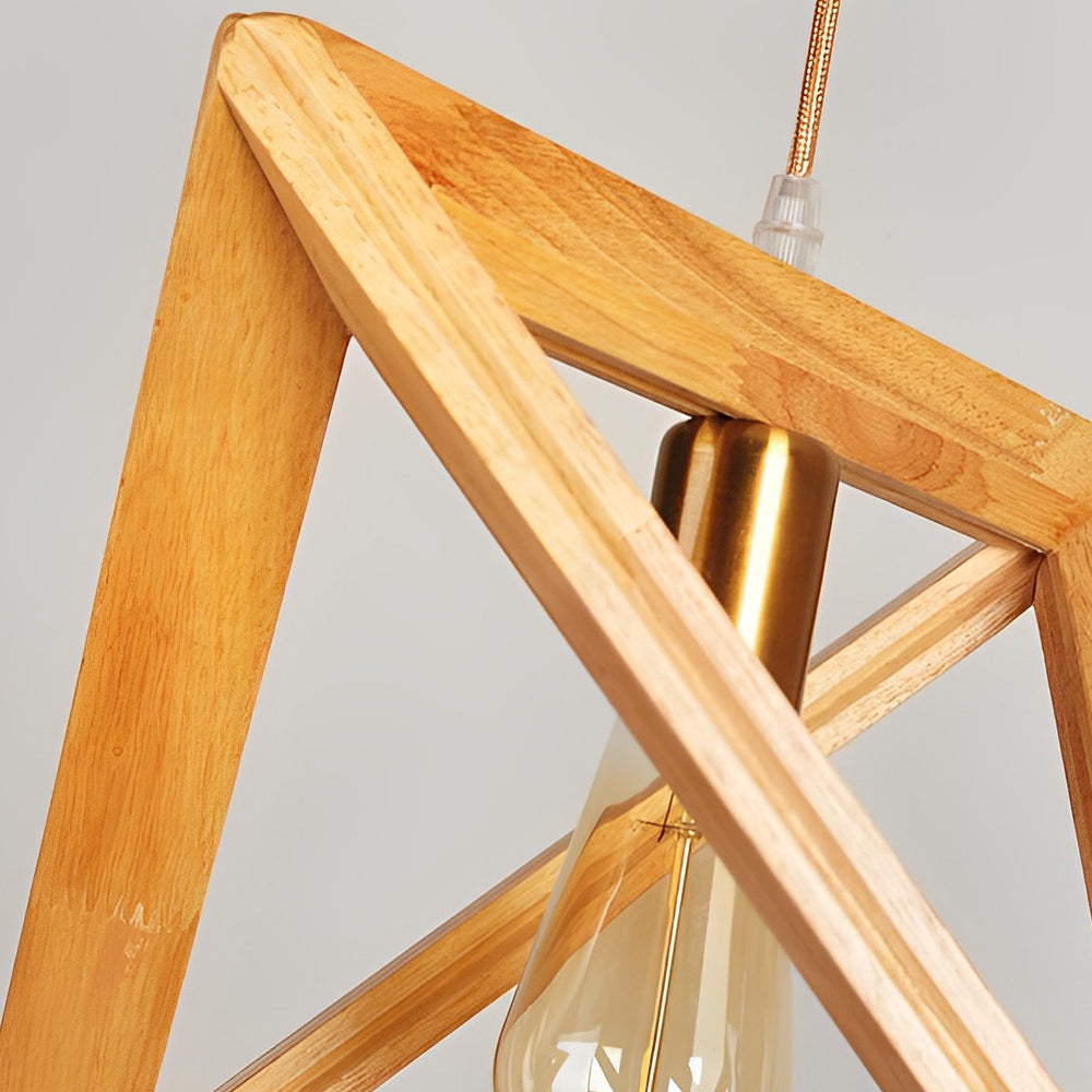 NordicFrame - Scandinavian Hanging Lamp with Wooden Frame in Geometric Design