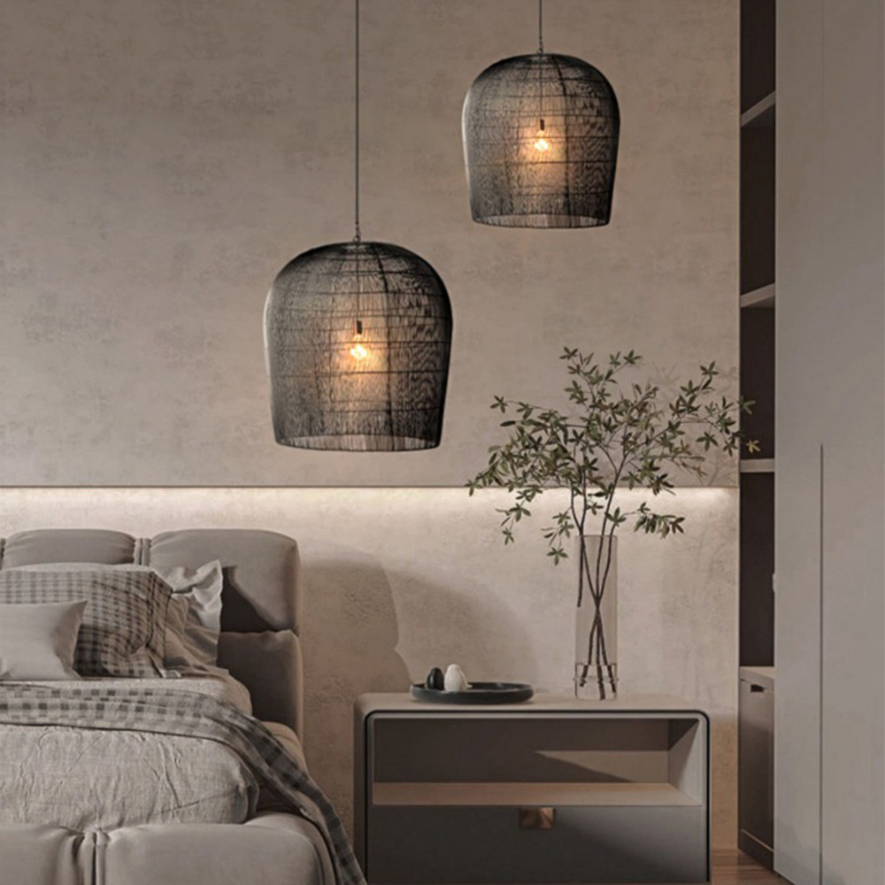 Lampada a sospensione in rattan classica e semplice
