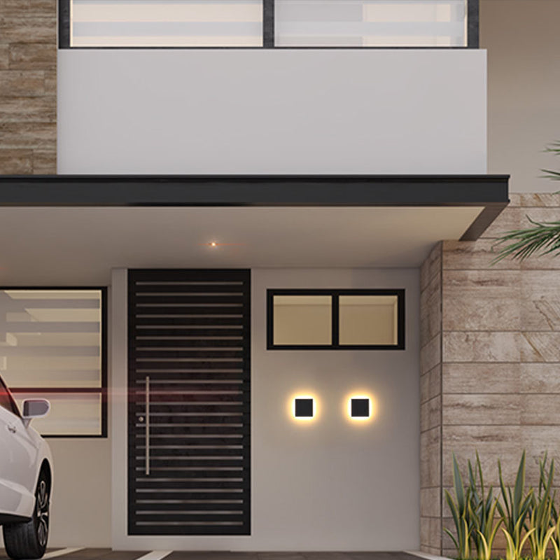 LunaGlow - Lámparas de pared LED minimalistas de metal negro para jardín y pasillo
