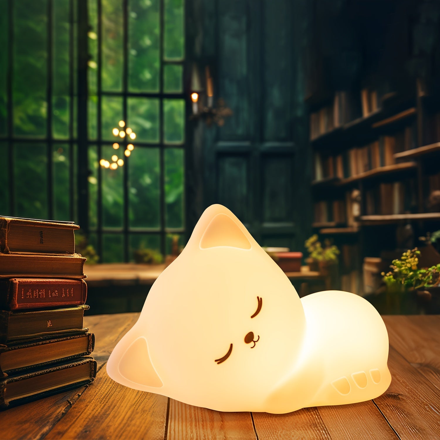 KittyGlow - Lampada Notturna per Gatti Carina con Telecomando e Lampada in Silicone Ricaricabile USB
