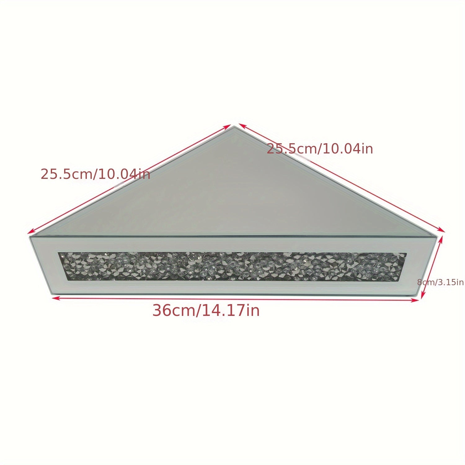 CrystalGlam - Floating Corner Shelf Set with Glass and Mirror Finish for Bedroom