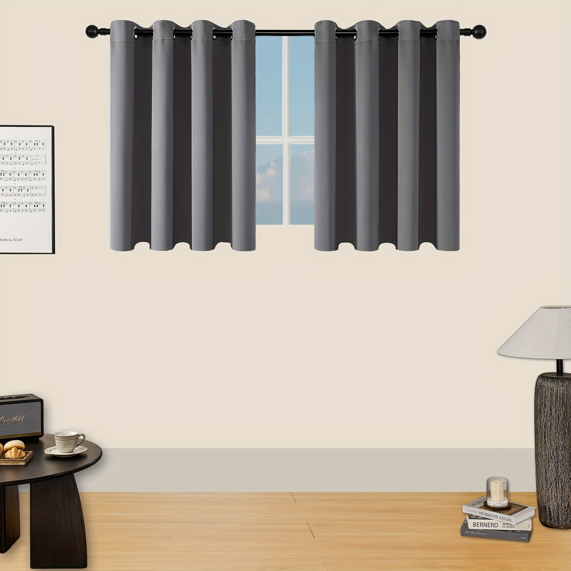 Verduisterende Gordijnen - 2 Stuks Moderne Polyester Gordijnen met Thermische Isolatie en Oogjes