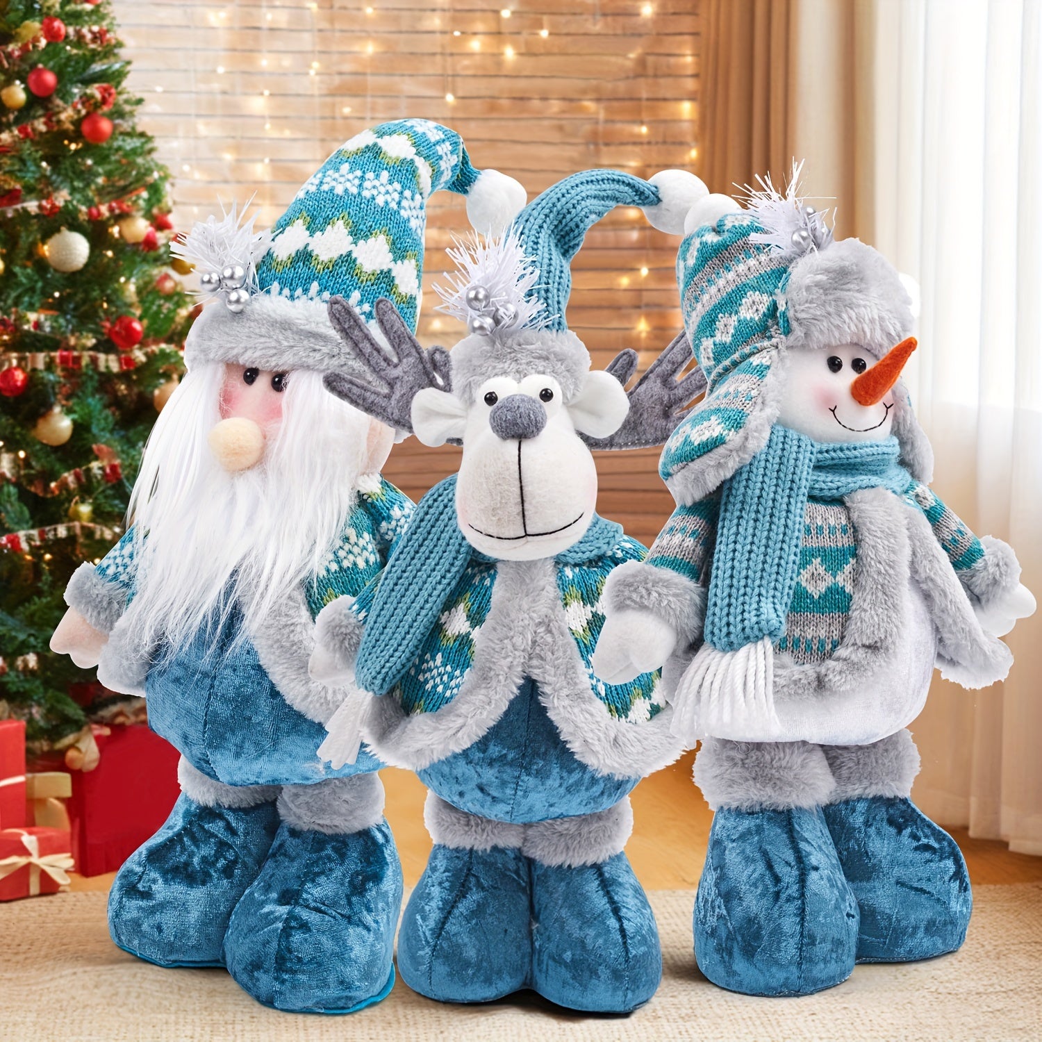 FestiveStijl - Grande Set di Decorazioni Natalizie (Babbo Natale, Renna, Pupazzo di Neve e Gnomo)
