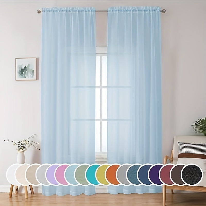 Cortinados Semi-transparentes - Pack de 2 Cortinados Leves e Respiráveis em Poliéster para Quarto e Portas de Terraço