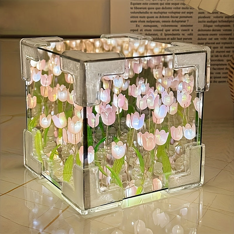 TulipGlow - Handmade Tulip LED Night Lamp and Mirror
