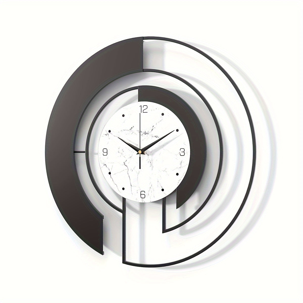 GeoClock - Stille Geometrische Wandklok van Zwart Metaal