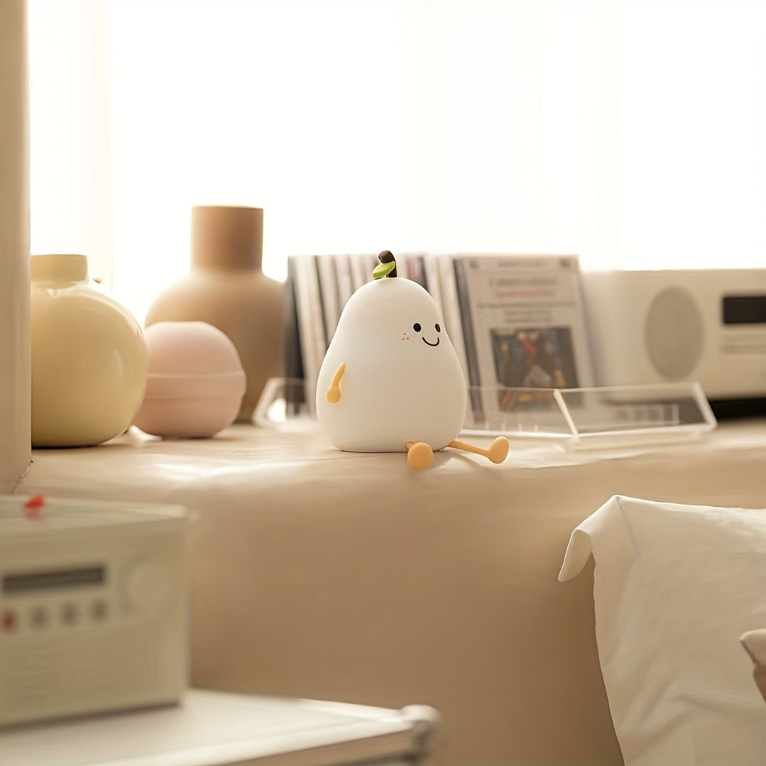 PearGlow - USB Rechargeable Pear-Shaped LED Desk Lamp with Dimmable Features