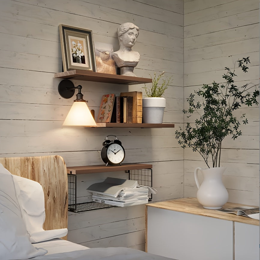 TowelShelf - 3 Pcs Wooden Floating Storage Rack - Wall-Mounted Bathroom Shelves