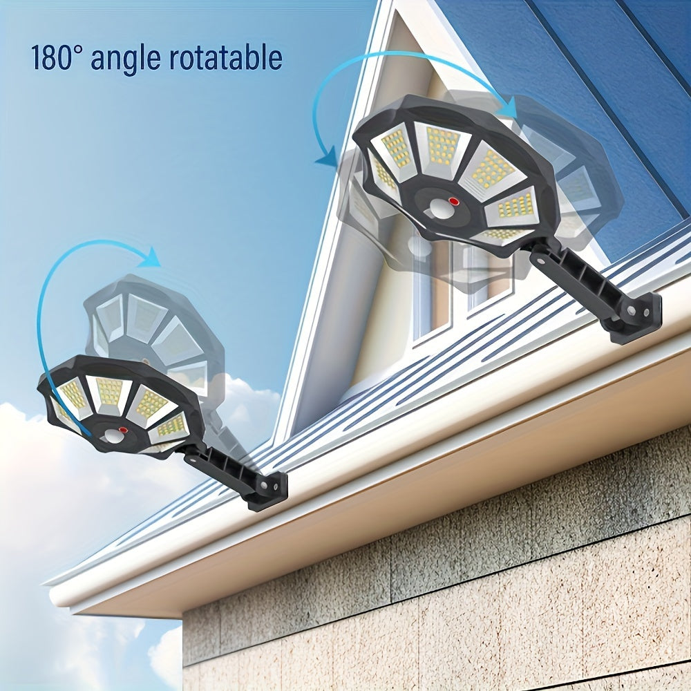 SolarSecure - Candeeiro de Rua com 168 Lâmpadas LED, Sensor de Movimento e Comando à Distância