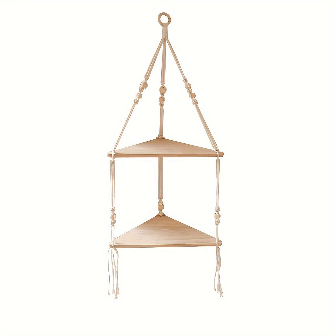 MacrameShelf - Boho Floating Shelves with 2 Layers for Bedroom, Bathroom & Living Room
