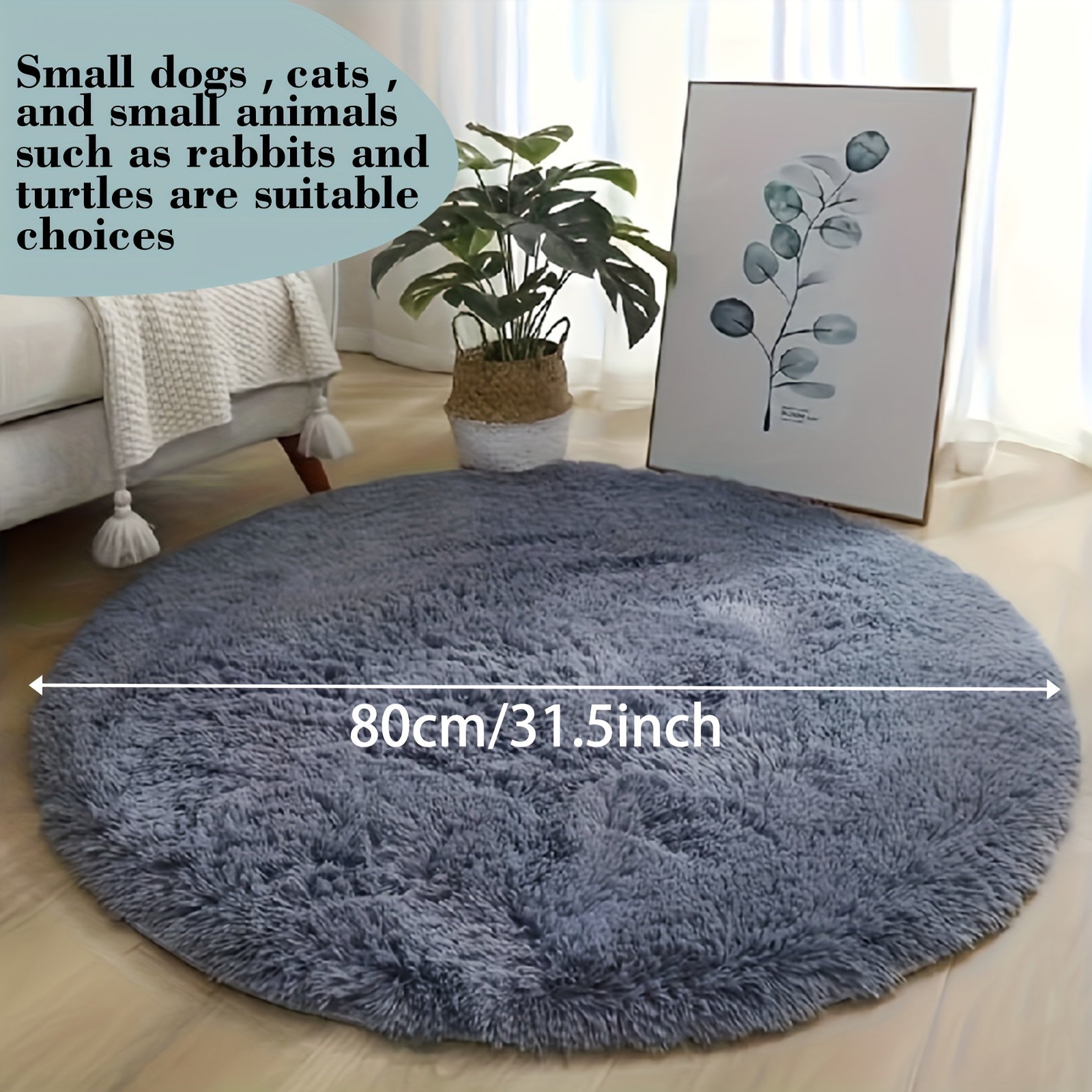 Ultramacio Tapete de Peluche para Animais de Estimação – Tapete Redondo Antiderrapante e Fofo, Impermeável e Confortável para Sala de Estar e Quarto